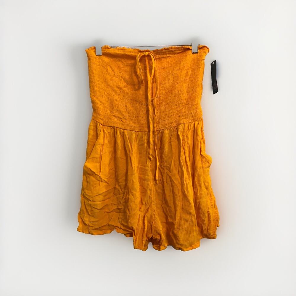 Wild Fable Womens Romper Sleeveless Woven Smocked Mango Orange Small‎ One Piece